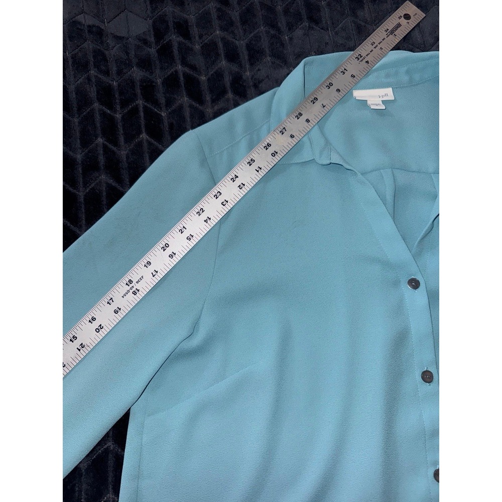 J. Jill Shirt Women Blue Button Up Collared Long Sleeve Casual Solid Size Medium - Picture 6 of 7